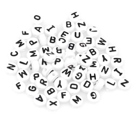 White Circle Alphabet Beads by Creatology™, 10mm